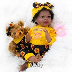 Reborn Baby Dolls Black Newborn African American Girl 22 inch Teddy Bear Gift