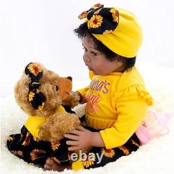 Reborn Baby Dolls Black Newborn African American Girl 22 inch Teddy Bear Gift