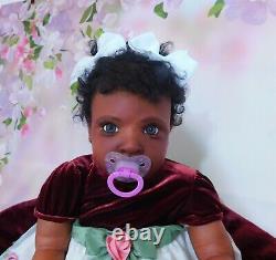 Reborn baby BIG girl doll ROWAN ethnic AA BLACK BIRACIAL ready to ship