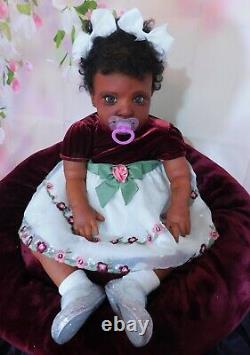 Reborn baby BIG girl doll ROWAN ethnic AA BLACK BIRACIAL ready to ship