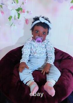 Reborn baby BIG girl doll ROWAN ethnic AA BLACK BIRACIAL ready to ship