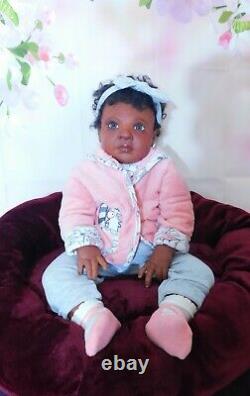 Reborn baby BIG girl doll ROWAN ethnic AA BLACK BIRACIAL ready to ship