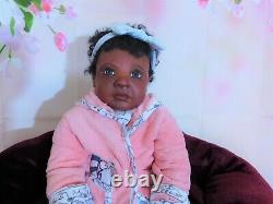 Reborn baby BIG girl doll ROWAN ethnic AA BLACK BIRACIAL ready to ship