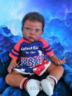 Reborn baby big boy doll Fei Yen AA Black awake boy doll Ready to ship