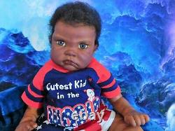 Reborn baby big boy doll Fei Yen AA Black awake boy doll Ready to ship