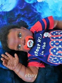 Reborn baby big boy doll Fei Yen AA Black awake boy doll Ready to ship