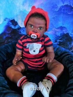 Reborn baby big boy doll Fei Yen AA Black awake boy doll Ready to ship