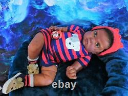 Reborn baby big boy doll Fei Yen AA Black awake boy doll Ready to ship