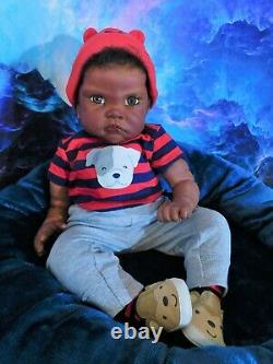 Reborn baby big boy doll Fei Yen AA Black awake boy doll Ready to ship