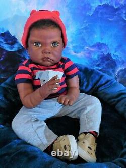 Reborn baby big boy doll Fei Yen AA Black awake boy doll Ready to ship