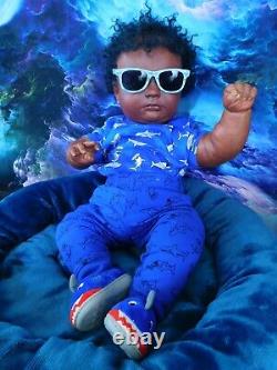 Reborn baby boy doll 3 month Joseph AA Black awake boy doll Ready to ship