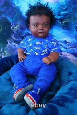 Reborn baby boy doll 3 month Joseph AA Black awake boy doll Ready to ship