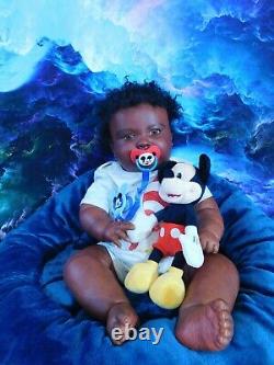 Reborn baby boy doll 3 month Joseph AA Black awake boy doll Ready to ship