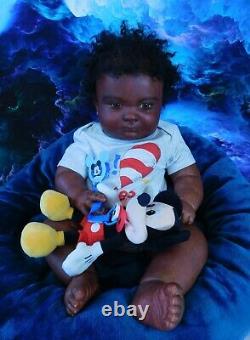Reborn baby boy doll 3 month Joseph AA Black awake boy doll Ready to ship
