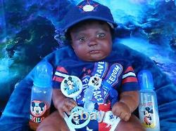 Reborn baby boy doll 3 month Joseph AA Black awake boy doll Ready to ship