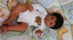 Reborn baby boy doll ethnic biracial AA Black awake boy doll Ready to ship OOAK