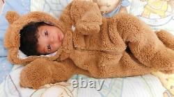 Reborn baby boy doll ethnic biracial AA Black awake boy doll Ready to ship OOAK