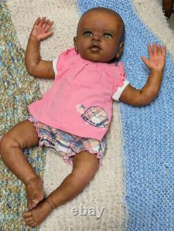 Reborn baby girl. Ethnic, African American, Bi racial. 20 inches