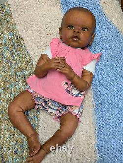 Reborn baby girl. Ethnic, African American, Bi racial. 20 inches