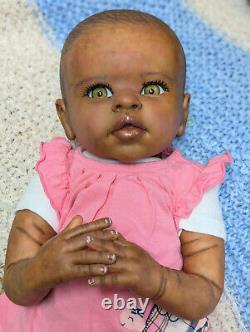 Reborn baby girl. Ethnic, African American, Bi racial. 20 inches