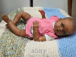 Reborn baby girl. Ethnic, African American, Bi racial. 20 inches