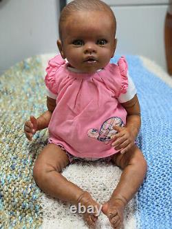 Reborn baby girl. Ethnic, African American, Bi racial. 20 inches