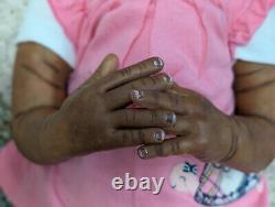 Reborn baby girl. Ethnic, African American, Bi racial. 20 inches