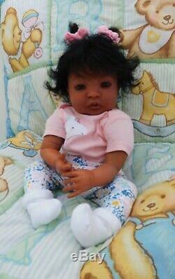 Reborn baby girl doll Newborn ethnic AA biracial black ready to ship