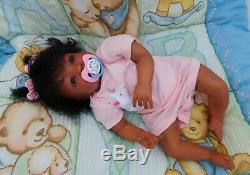 Reborn baby girl doll Newborn ethnic AA biracial black ready to ship