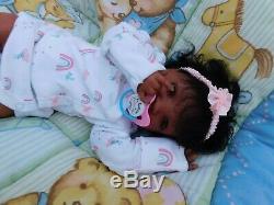 Reborn baby girl doll Newborn ethnic AA biracial black ready to ship