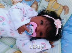 Reborn baby girl doll Newborn ethnic AA biracial black ready to ship