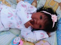 Reborn baby girl doll Newborn ethnic AA biracial black ready to ship