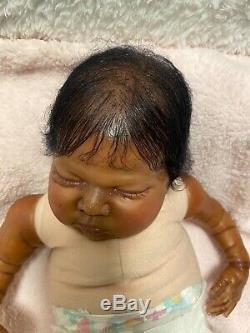 Reborn baby girl doll sleeping Newborn ethnic AA biracial black ready to ship