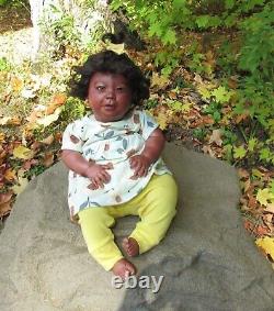Reborn toddler girl Sage doll awake ethnic AA African American Black Biracial