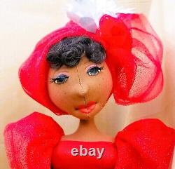 Red dress? 18'' Black Doll? #397 Paige? African-American Art #Doll-#handmade