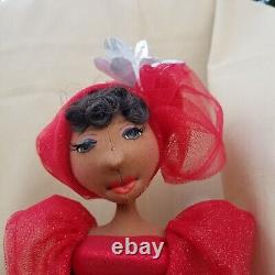 Red dress? 18'' Black Doll? #397 Paige? African-American Art #Doll-#handmade