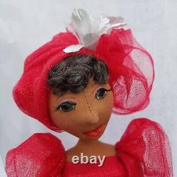 Red dress? 18'' Black Doll? #397 Paige? African-American Art #Doll-#handmade