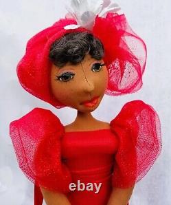 Red dress? 18'' Black Doll? #397 Paige? African-American Art #Doll-#handmade
