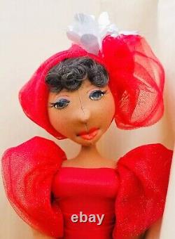 Red dress? 18'' Black Doll? #397 Paige? African-American Art #Doll-#handmade