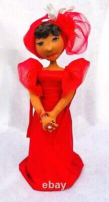 Red dress? 18'' Black Doll? #397 Paige? African-American Art #Doll-#handmade