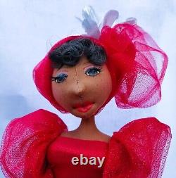 Red dress? 18'' Black Doll? #397 Paige? African-American Art #Doll-#handmade