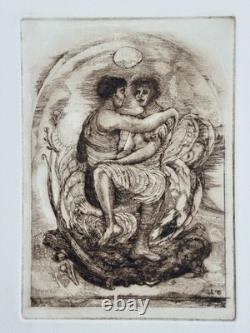 Roland Ayers 1975 etching African-American Black Surrealist Philadelphia artist