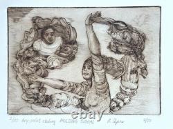 Roland Ayers 1975 etching African-American Black Surrealist Philadelphia artist