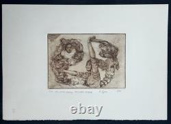 Roland Ayers 1975 etching African-American Black Surrealist Philadelphia artist