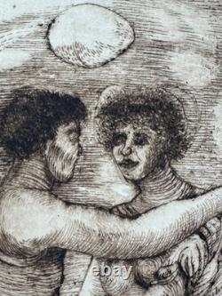 Roland Ayers 1975 etching African-American Black Surrealist Philadelphia artist