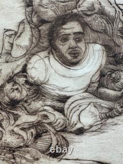 Roland Ayers 1975 etching African-American Black Surrealist Philadelphia artist