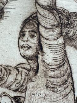 Roland Ayers 1975 etching African-American Black Surrealist Philadelphia artist