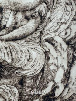 Roland Ayers 1975 etching African-American Black Surrealist Philadelphia artist