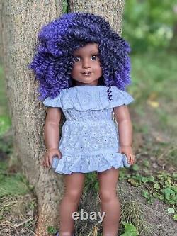 Ronisha Custom African American Girl Doll OOAK Black Purple Hair Brown Eyes