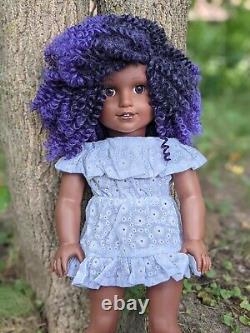 Ronisha Custom African American Girl Doll OOAK Black Purple Hair Brown Eyes